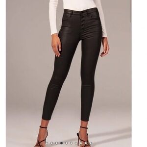 Abercrombie high rise super skinny ankle leather jeans